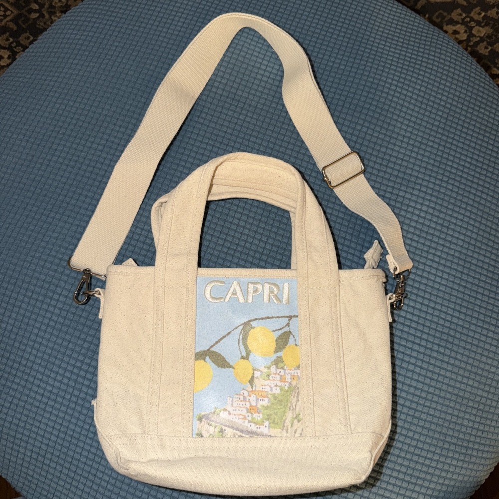 "C&C California "Capri" mini tote bag with lemon Print Interior Canvas Purse
